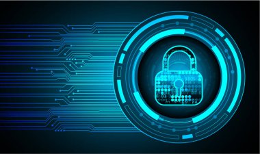 İkili kod arka planına sahip dijital teknoloji güvenlik sisteminin 3d illüstrasyonu