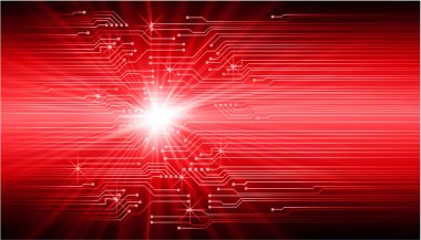 Kırmızı arkaplanı olan devre kartı