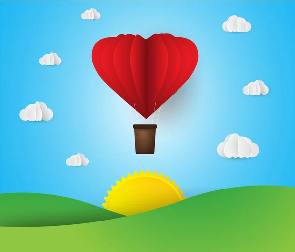 Vector Illustration Hot Air Balloon Clouds — Stock Vector