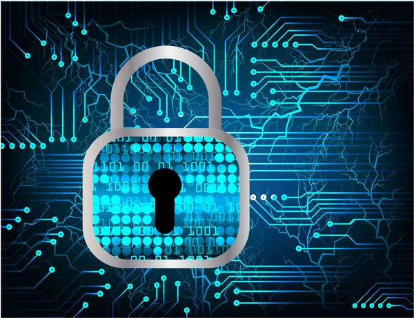 Circuit Imprimé Avec Cadenas Code Binaire Dessus — Image vectorielle