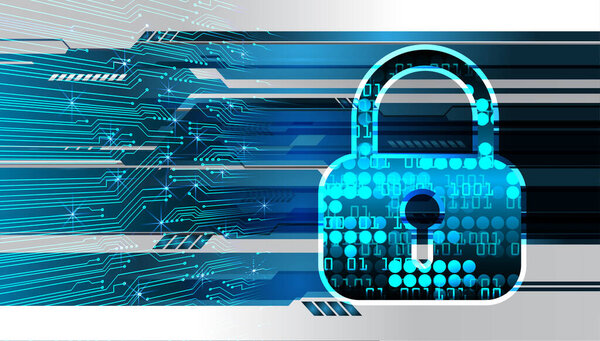 Концепция кибербезопасности с навесной блокировкой и блокировкой двоичного кода