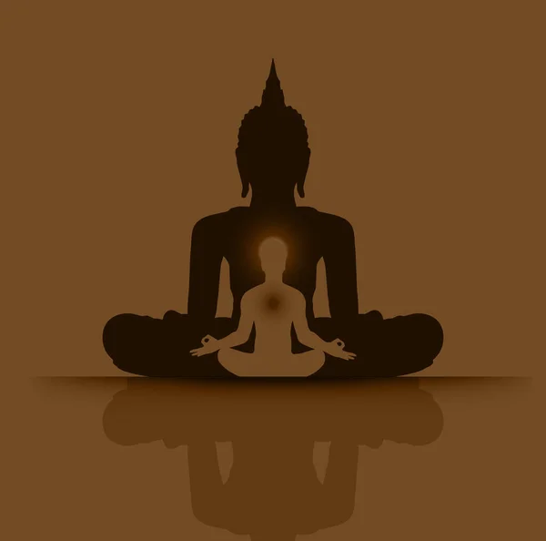 Silueta Buddha Meditación Vector Ilustración — Vector de stock