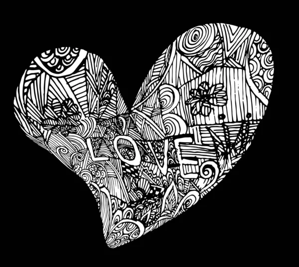 Vetor Mão Desenhado Doodle Coração Estilo Zentangle — Vetor de Stock