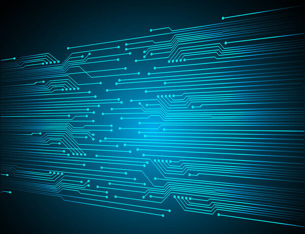 монтажная плата с светящимися линиями. векторная иллюстрация.
