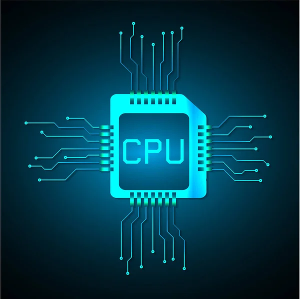 Vektor Digitális Illusztrációja Cpu — Stock Vector