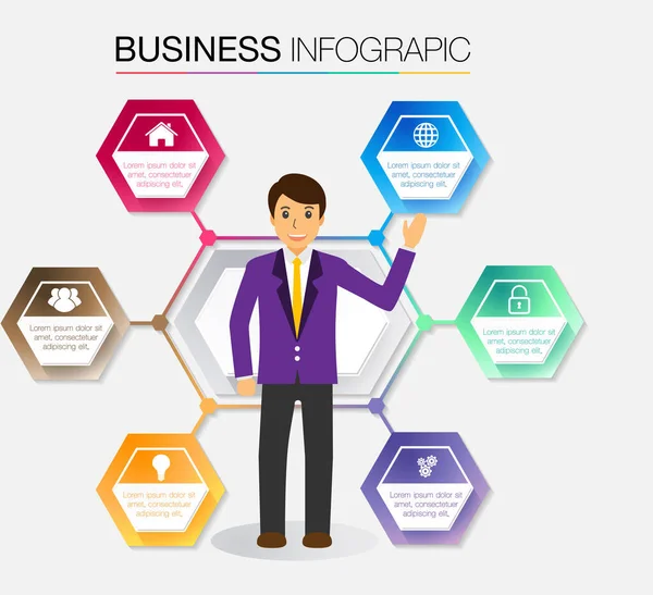 Business Infografica Design Con Icone Vettoriale Illustrazione — Vettoriale Stock
