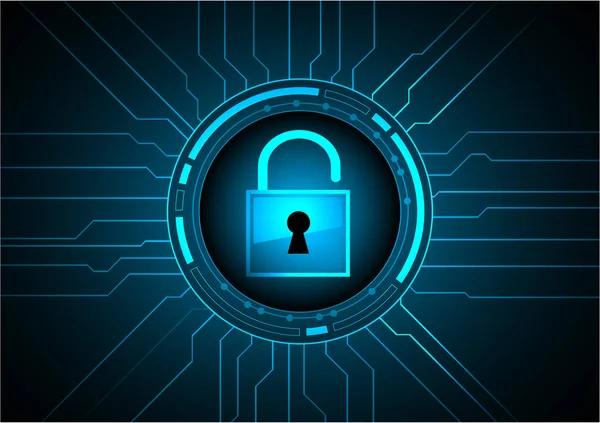 Concept Cybersécurité Avec Icône Cadenas Sur Fond Technologie Numérique Rendu — Image vectorielle