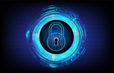 Ekranda asma kilit simgesi olan siber güvenlik kavramı