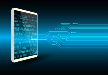 İkili kodlu mavi bilgisayar ekranının 3d illüstrasyonu