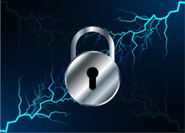 Anahtar delikli bir asma kilidin 3D çizimi