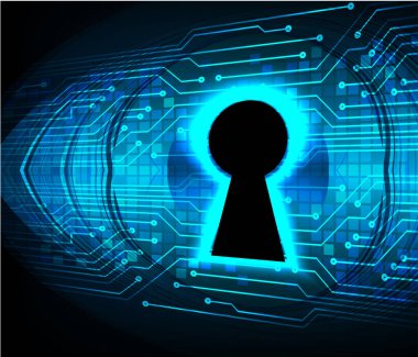 Mavi arkaplandaki bir kilidin vektör çizimi