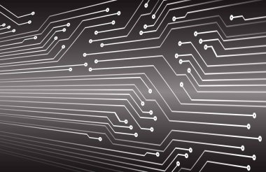 Elektronik mikroçip vektör illüstrasyonlu devre kartı