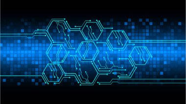 Mavi altıgenli soyut teknoloji arkaplanı