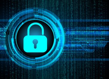 Ekranda asma kilit simgesi olan dijital güvenlik kavramı