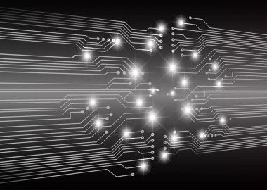 Elektronik mikroçip vektör illüstrasyonlu devre kartı