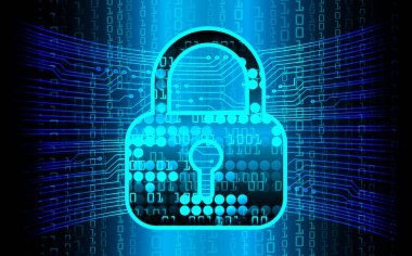 Mavi arkaplanda ikili kodlu siber güvenlik kavramı