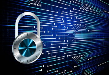 İkili kodlu bir güvenlik sisteminin 3d çizimi