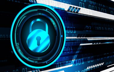 Güvenlik kilidinin dijital bileşimi ekranda