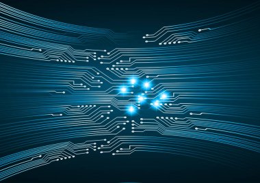 Parlak soyut arkaplanı olan devre kartı. vektör illüstrasyonu