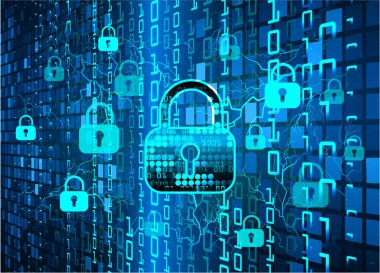 İkili kod arkaplanındaki güvenlik kilidi