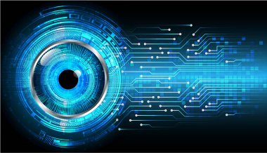 Sanal insan gözü ile soyut mavi arkaplan