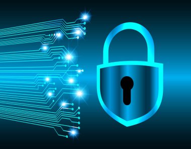 Bir kilit ve devre kartının vektör çizimi