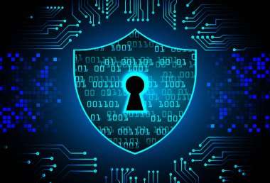 Mavi arkaplanda ikili kodlu siber güvenlik kavramı