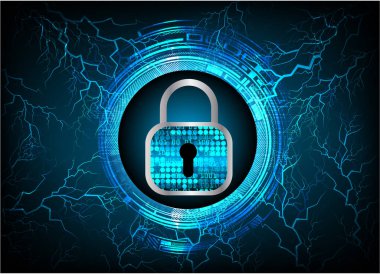 Siyah arkaplanda asma kilit ve kilit simgesi. vektör illüstrasyonu