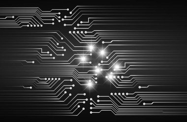 Elektronik mikroçip vektör arkaplanı olan devre kartı