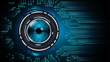 Sanal insan gözü ile soyut mavi arkaplan