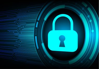 Siyah zemin üzerinde asma kilit olan bir kilidin 3D çizimi