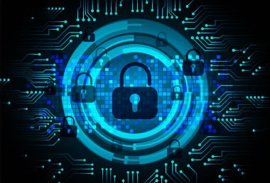 Teknoloji geçmişi olan siber güvenlik kavramı. vektör illüstrasyonu