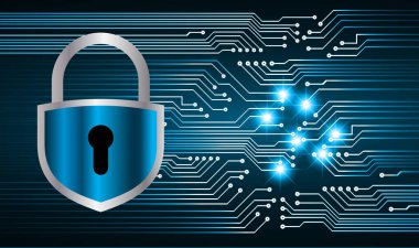 Bilgisayar klavyesindeki asma kilit, vektör illüstrasyonu