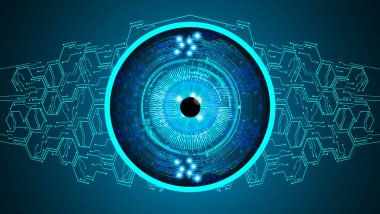 Geleceğin gözü. Teknoloji konsepti vektör illüstrasyonu