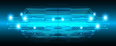 Parlak çizgiler ve noktalarla soyut teknoloji arkaplanı