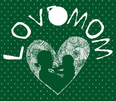 El çizimi harflerle bir kalbin vektör çizimi.