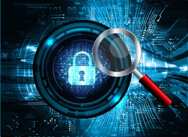 Siber dizüstü bilgisayar ekranında dijital güvenlik kavramı, 3D görüntüleme