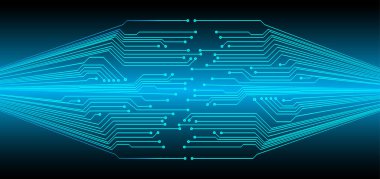 Parlak çizgiler ve noktalarla soyut mavi arkaplan