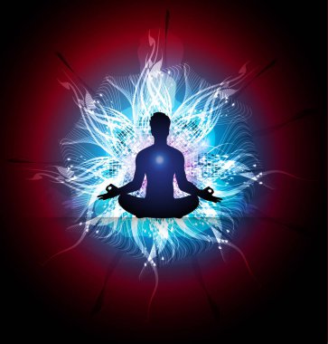 Koyu arkaplanda vektör yoga pozu