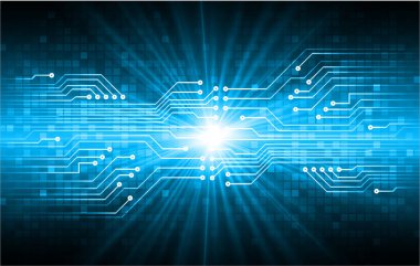 Teknoloji geçmişi olan mavi devre kartı. vektör illüstrasyonu