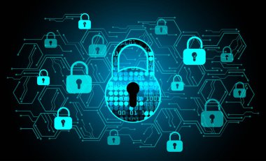 Siyah arka planda siber güvenlik kavramı. vektör illüstrasyonu