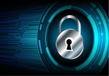 Siyah arka planda güvenlik kilidi var. 3d oluşturma