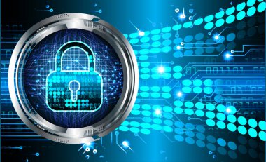 Sayısal asma kilit ve siber güvenlik kavramı ile ikili kod bileşimi