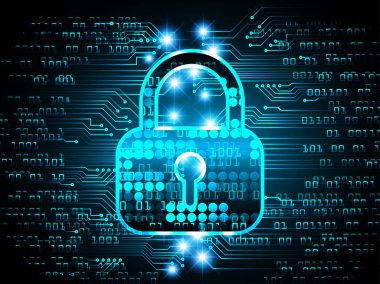 Mavi arkaplandaki bir kilidin vektör çizimi