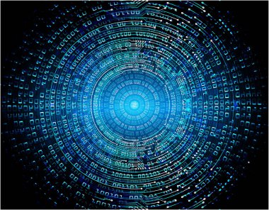 İkili kod ve satırlarla soyut arkaplan