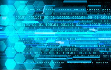 ikili kod ve mavi ile soyut arkaplan