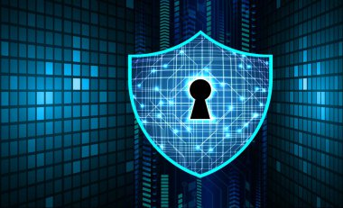 Ekranda ikili kodlu bilgisayar güvenliği kavramı