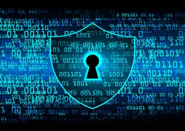 mavi arkaplanda ikili kodlu güvenlik sistemi kavramı