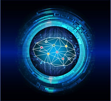 Dairesel küre ve ikili kodlu soyut teknoloji arkaplanı