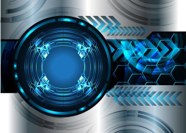 Parlak daireli soyut mavi arkaplan